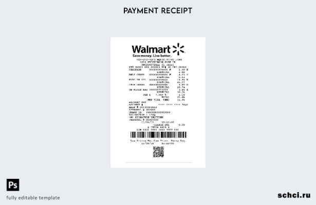 цифровая загрузка шаблона платежного чека Walmart 1